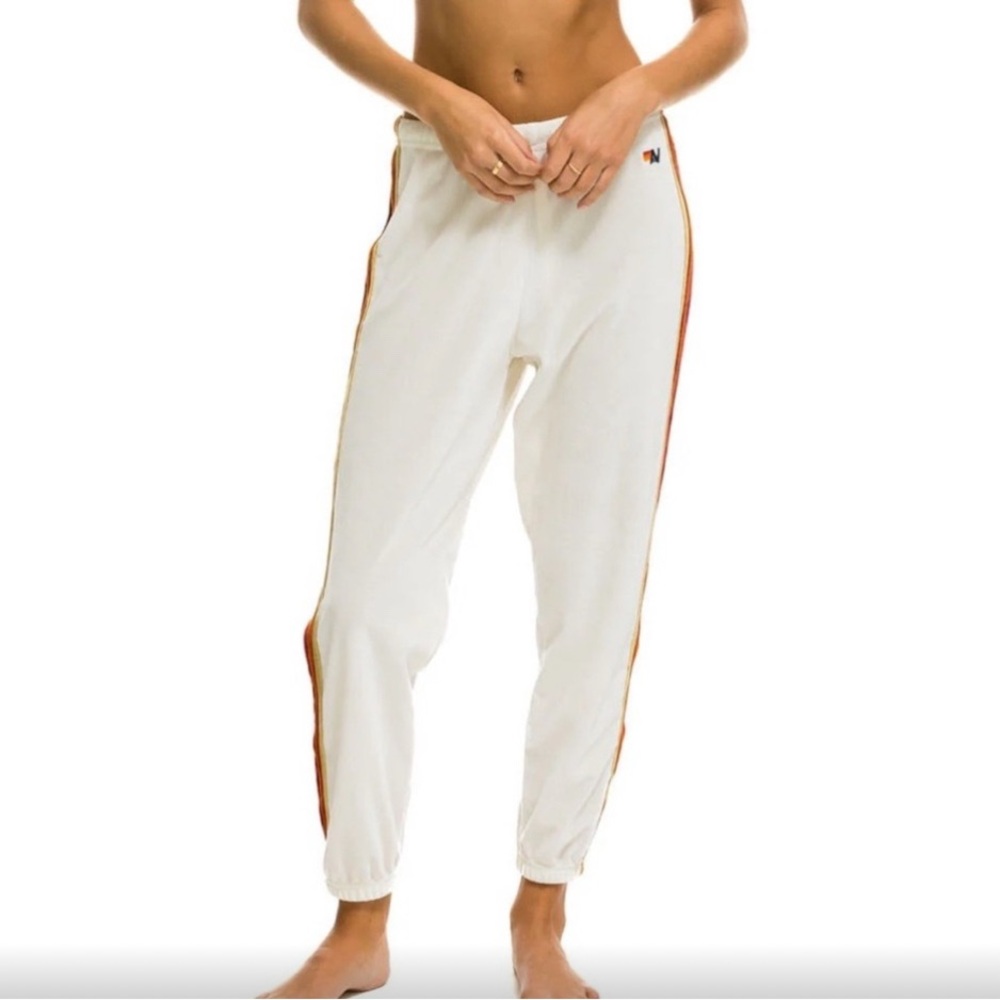 Aviator Nation Classic Velvet Sweatpants White Small